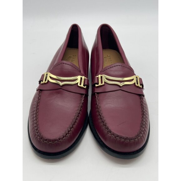 G.H. Bass Weejuns Burgundy Leather Womens Loafers Size 6M With Gold Bit Detail - Picture 2 of 13